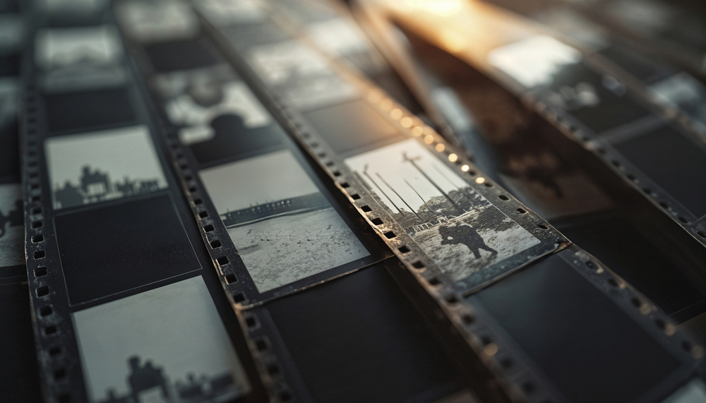 Persona digitalizando fotos y vídeos en ordenador moderno, oficina en Madrid Pozuelo de Alarcón, concepto de digitalización multimedia